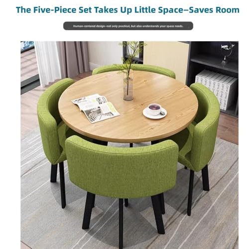 Image of Round Faux Marble Reception Table and Chairs Set, Dining Table Set for 4, Space Saving Reception Desk for Home and Apartment, Office, Conference Room, Lounge