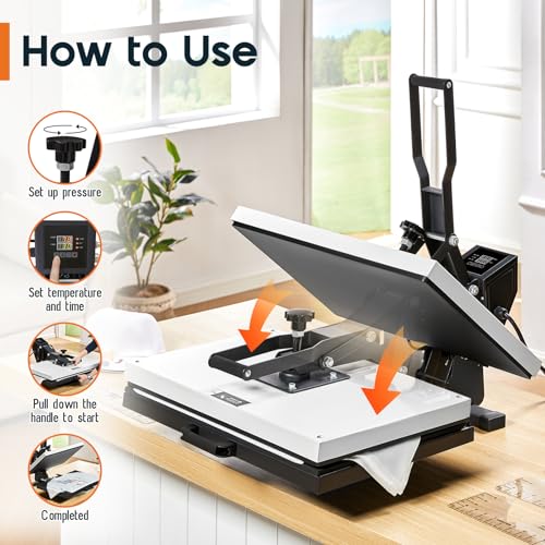Albott 16x24 Heat Press Machine for T Shirts, Rapid Heating Sublimation Machine with Digital Display, Large Heat Press Ideal for Various Textiles, White