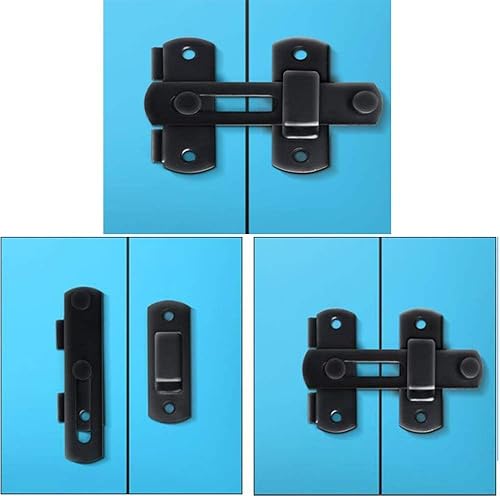 Miniatura 4 de YUM - Paquete de 2 pernos pequeños de acero inoxidable para puerta de seguridad, pestillo de soporte (negro)