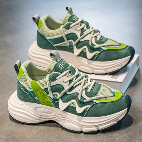 Men's Fashion Lace-Up Chunky Sneakers Lightweight Non Slip Platform Walking Running Driving Casual Sport Shoes3