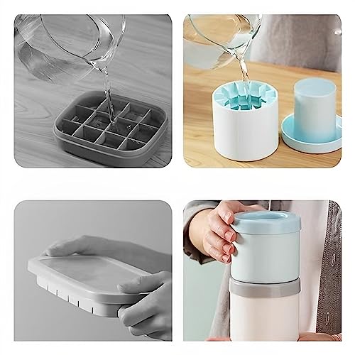 Bandeja para cubitos de hielo en silicona gris con sistema de congelación rápida. 3