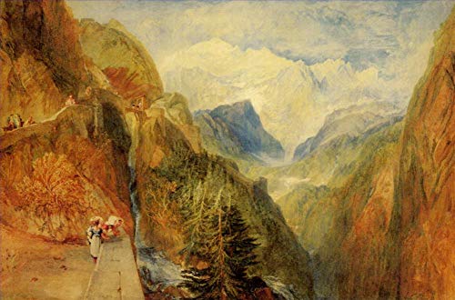 Peinture à l'huile paysage romantique Mont Blanc Turner