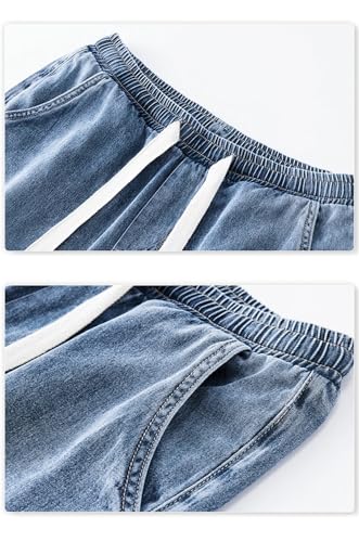 Men's Summer 100% Lyocell Soft Thin Loose Taper Pants Elastic Waist Drawstring Jeans Trousers2