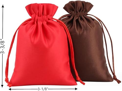Miniatura 10 de Paquete de 50 bolsas de regalo de satén de 4 x 3 pulgadas, bolsa de joyería con cordón, bolsas de regalo de boda para pequeñas joyas, dulces,