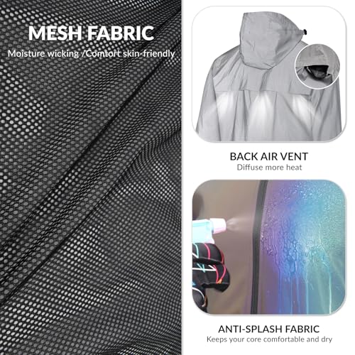 SECXEO Fahrradjacke Reflektierend Damen, Herren Wasserdicht Atmungsaktiv Radjacke mit Kapuze, Winddicht Fahrrad Regenjacke für Radfahren Laufen Wandern - Silber M