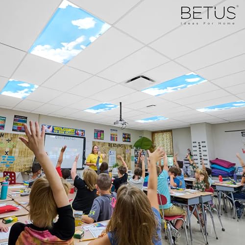 Image of Betus 2 Pack Magnetic Light Covers for Standard 2x4 Feet Drop Ceiling Flat Panel Lights - Fluorescent & LED Ceiling Light Shade Filters for Classroom, Office Cubicle, Hospitals, Home & School