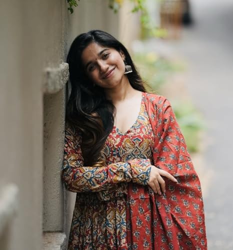 Image of Nermosa Women Printed Anarkali Kurta and Pant Set with Dupatta