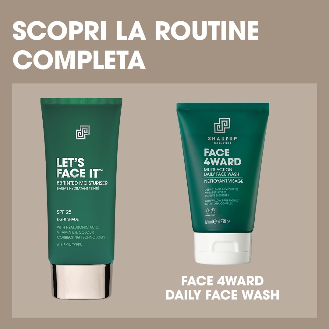 Shakeup Cosmetics - Crema idratante colorata da uomo, SPF25, idratazione 24 h, finish opaco, facile applicazione, vegana, 50 ml (Extra Light)
