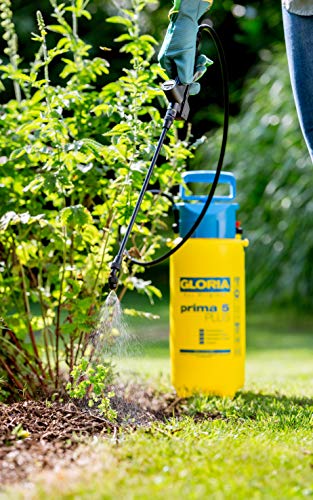 GLORIA Pulverizador a presión prima 5 PLUS | Pulverizador de jardín | Capacidad de llenado 5 L | Para la aplicación de ácido acético | Resistente a los ácidos | Lanza de extensión de 0,4 m