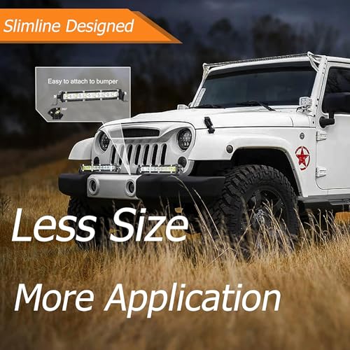 Image of Slim LED Light Bar Pods 7 Inch 6000lm Flood Beam 12V 24V 36V 48V Off-Roading Auxiliary Driving Fog Lights Pickup ATV UTV Car RV Rack White Beam 7Inch Off Road Lightbar 2 Pack