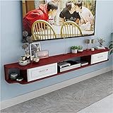 boitier multimedia sans disque dur 3.5  EsEntL Meuble TV, Meuble Bas TV, étagères flottantes, Console multimédia Murale - Meuble TV Mural en Bois Massif 120/140/160 cm, boîtier décodeur pour équipement multimédia en streaming/120 cm D/D