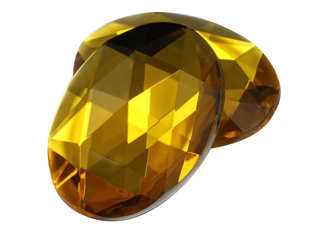 40x30mm Gold Topaz A2 Large Flat Back Oval Acrylic Rhinestones Cosplay Costume Gems Plastic Jewels Embelishments DIY Crafts Gemstones - 4 Pieces