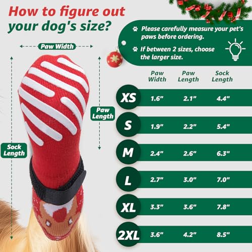 LOOBANI Meias de Cachorro de Natal para Evitar Lamber As Patas, Pisos de Madeira Antiderrapantes, Me