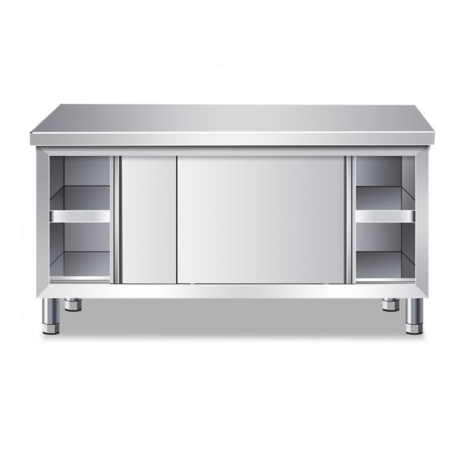 Plan De Travail Cuisine Plaque INOX Cuisine Plan De Travail Meuble INOX Table De Travail en Acier Inoxydable pour Cuisine avec Portes Coulissantes 80x40x80cm