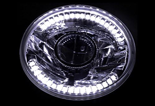 6017 H6024 Replacement 7" Round Chrome Housing Clear Lens Seal Beam Chrome Reflector LED Projector Headlight 2PCS (White)