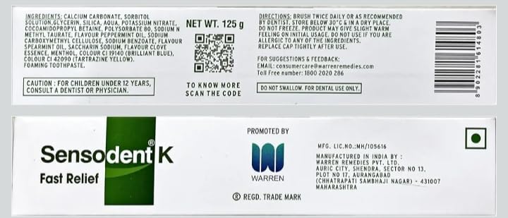 Image of K Toothpaste for Sensitive Teeth 125 gm (Pack of 2) Total 250 gm