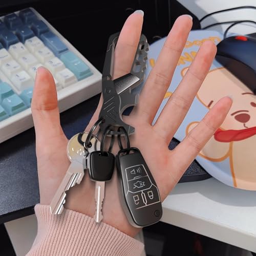 Image of Heavy Duty Keychain,Car Key Keychains,Bottle Opener Carabiner,Stylish Family Keychain with Bottle Opener and 3 Keyring (Black2)