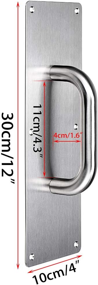 Sumnacon 2 Set 12" Stainess Steel Door Handle Pull & Push Plate - Heavy Duty Gate Handle Bar for Home/Office/Warehouse/Public, Suitable of Wooden/Composite Door with Screws, Brushed