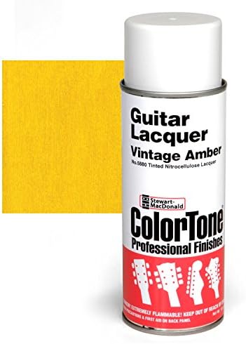 ColorTone Tinted Aerosol Guitar Lacquer, Vintage Amber – Nitrocellulose Spray for Traditional Finishes – Fast-Drying & Durable – Ideal for Touch-Ups & Full Instrument Finishing – 13 oz Can
