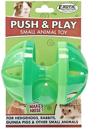 (color may vary. Orange,blue,green)Push & Play Toy - Interactive Rolling Noisemaker Foraging Jingle Ball Cage Accessory - For Sugar Gliders, Rat, Chinchillas, Hedgehogs, Ferrets, Parrots, Guinea Pigs, Rabbits, Degus, & Other Small Pets