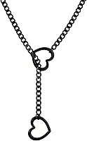 Vista 1 de Collares de anillo en forma de corazón con cadena deslizante para mujer, collar de barra de cadena cubana de acero inoxidable, collar punk rock