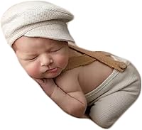Vista 8 de Accesorios para fotografías de bebé recién nacido o de meses, con gorra a rayas y mameluco