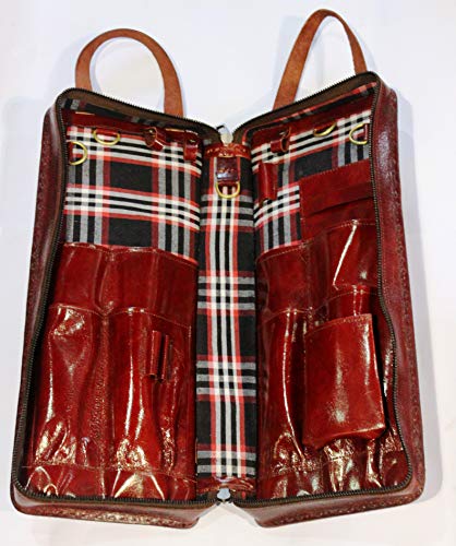 WerKens Hand Made Leather Drumstick Bag Hand Stiched Percussion Drum Stick Bag Holder Mallet Bag Adjustable Floor Tom Hooks,Carrying Strap, Ample Space for Accessories -\"The Diwo\"