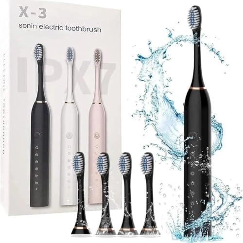 Image of Electric Toothbrush for Adults & Kids | 5 Cleaning Modes | 34000 Strokes /Min | USB Rechargeable | 4 Brush Heads | Waterproof IPX7 | Deep Cleaning Electric Tooth Brush (Multi) | 60-Day Battery