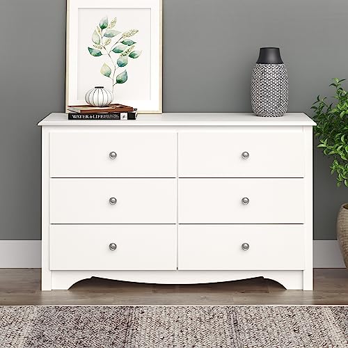 Prepac Monterey 6 Drawer Dresser For Bedroom, 16" D X 48" W X 29" H, White #TOP1