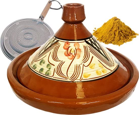 Poterie marocaine authentique tajine 35 cm + Épices et...