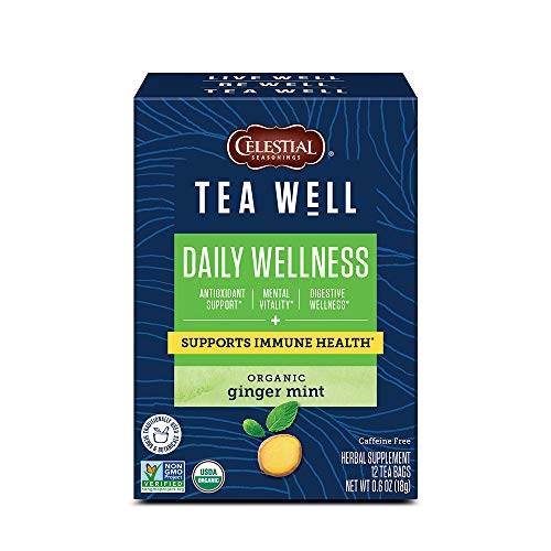 Celestial Seasonings Teawell Organic Ginger Mint Wellness Tea, 12 Count (Packaging may Vary)