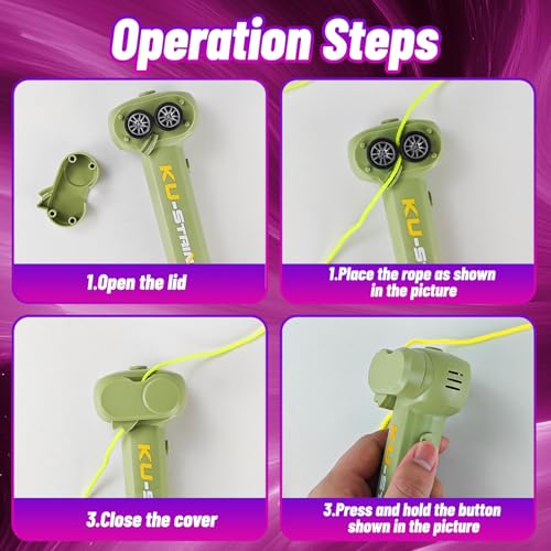 Electric String Rope Launcher Toy - Fidget String Launcher Toys for Kids, Cool Lasso Loop Stuff for Boys, Cool String Launcher Toy, Glow In the Dark Rope Toy for Adults Boys Girls (Green) - Image 4