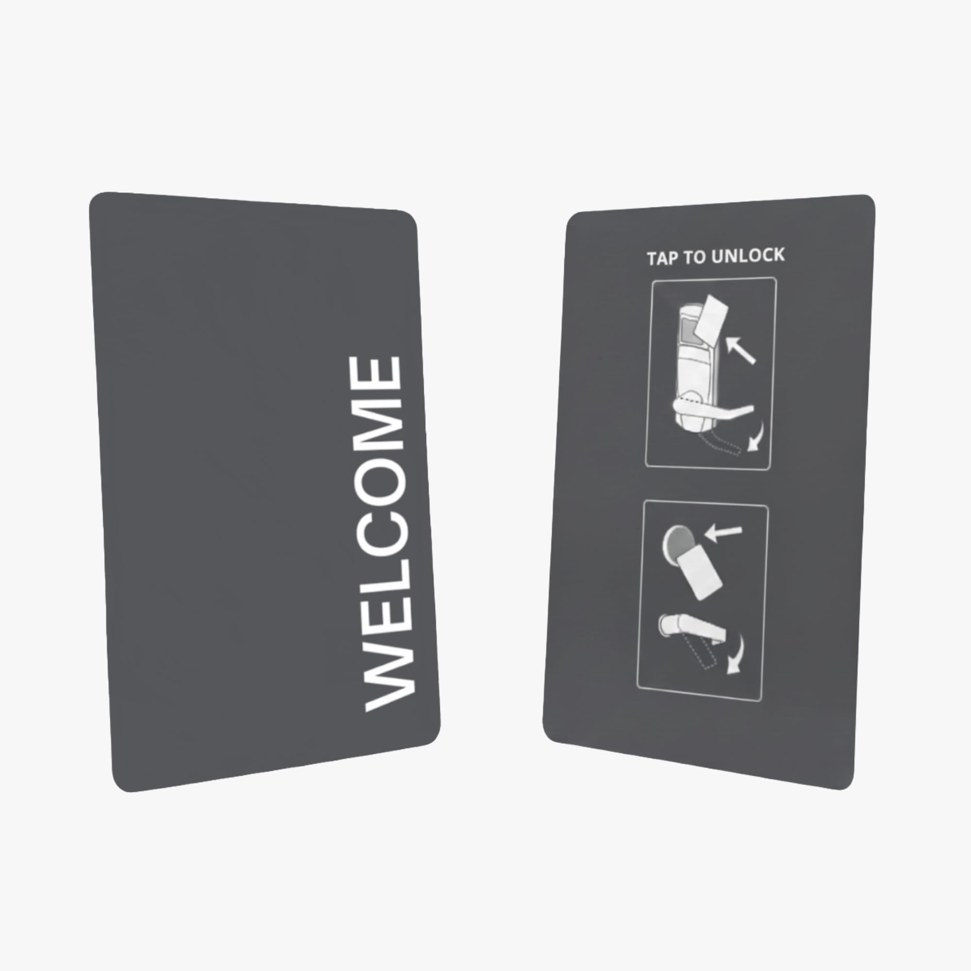 RFIDHotel Hotel RFID Key Cards – Welcome Grey Design, NXP MIFARE Ultralight C PVC Access Cards for Salto & Dormakaba Locks, 200 Pack