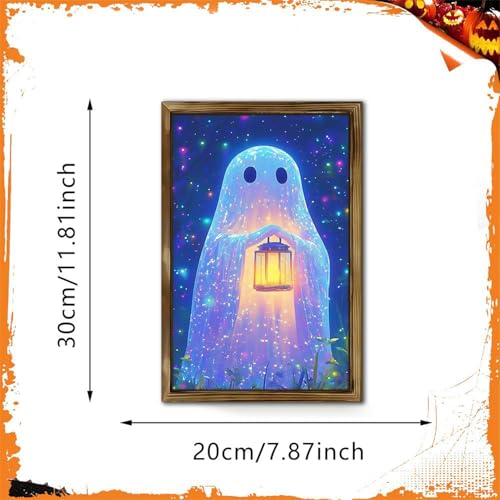 Pósteres luminosos de fantasma con arte espeluznante de Halloween para salón 2