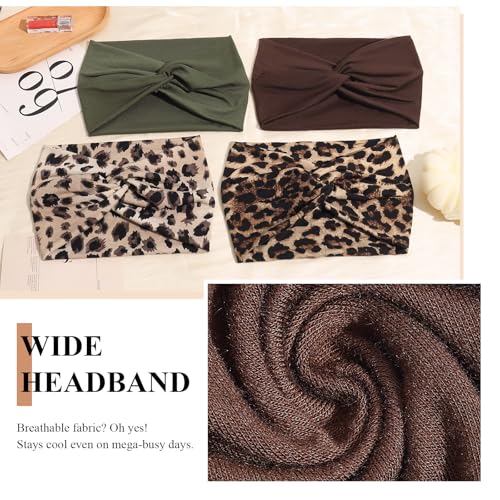 Kavya Haarband Damen Stirnband Damen 4er Pack – 7'' Extra Breit Haarbänder Dünn, Elastische Kopftuch Weiche Boho Mehrfarbig Headband, für Yoga, Kosmetik, Sport & Haarschmuck Sommer