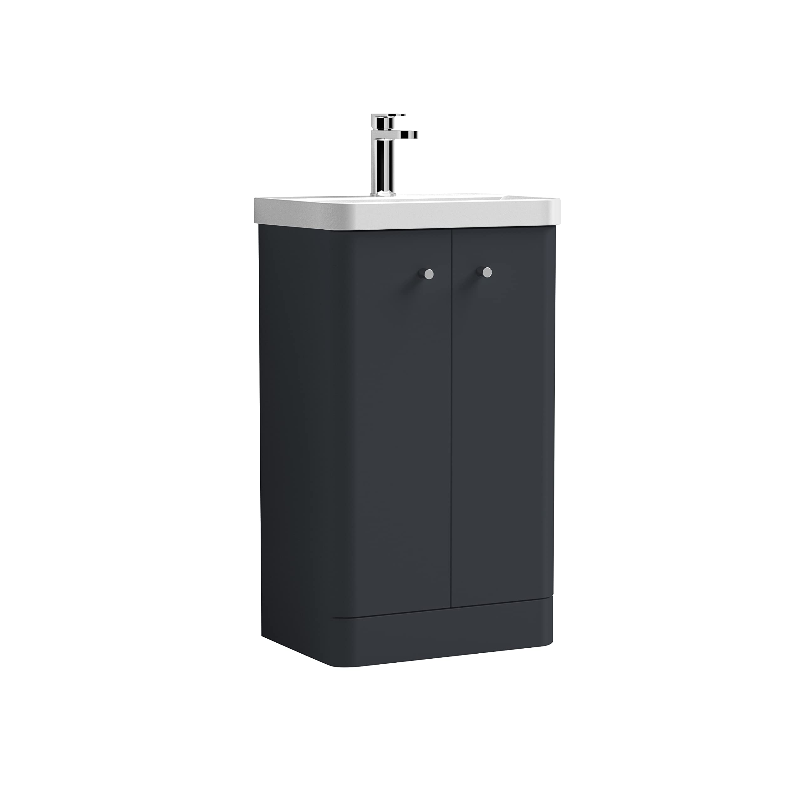 Balterley Vanity Unit with Basin Floor Standing, Soft Close 2 Door with Handles & Thin Edge Sink, Bathroom Vanity Units with Basin, Bathroom Sink Storage Cabinet - 505 x 355 x 863mm (Dark Grey)