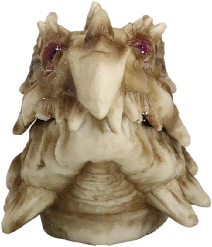 Miniatura 3 de Ebros Gift Esqueleto medieval gótico de cabeza de dragón fósil antiguo con geoda falsa granate, rocas, ojos, quemador de incienso o como caja