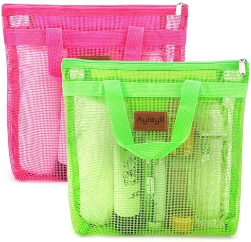 2 Pcs Portable Shower Mesh Caddy Bag Quick Dry Hanging Toiletry a...