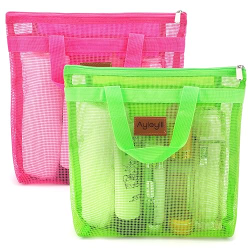 2 Pcs Portable Shower Mesh Caddy Bag Quick Dry Hanging Toiletry a...