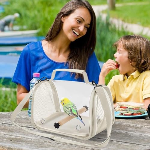 Cage Transport Oiseaux Voyage, Transporteur Pliable Léger Compact, pour Canaris Perruches Calopsittes, Aras Hamsters Confortable, Design Portable Pratique, Sécurité Aération Optimale – Image 4