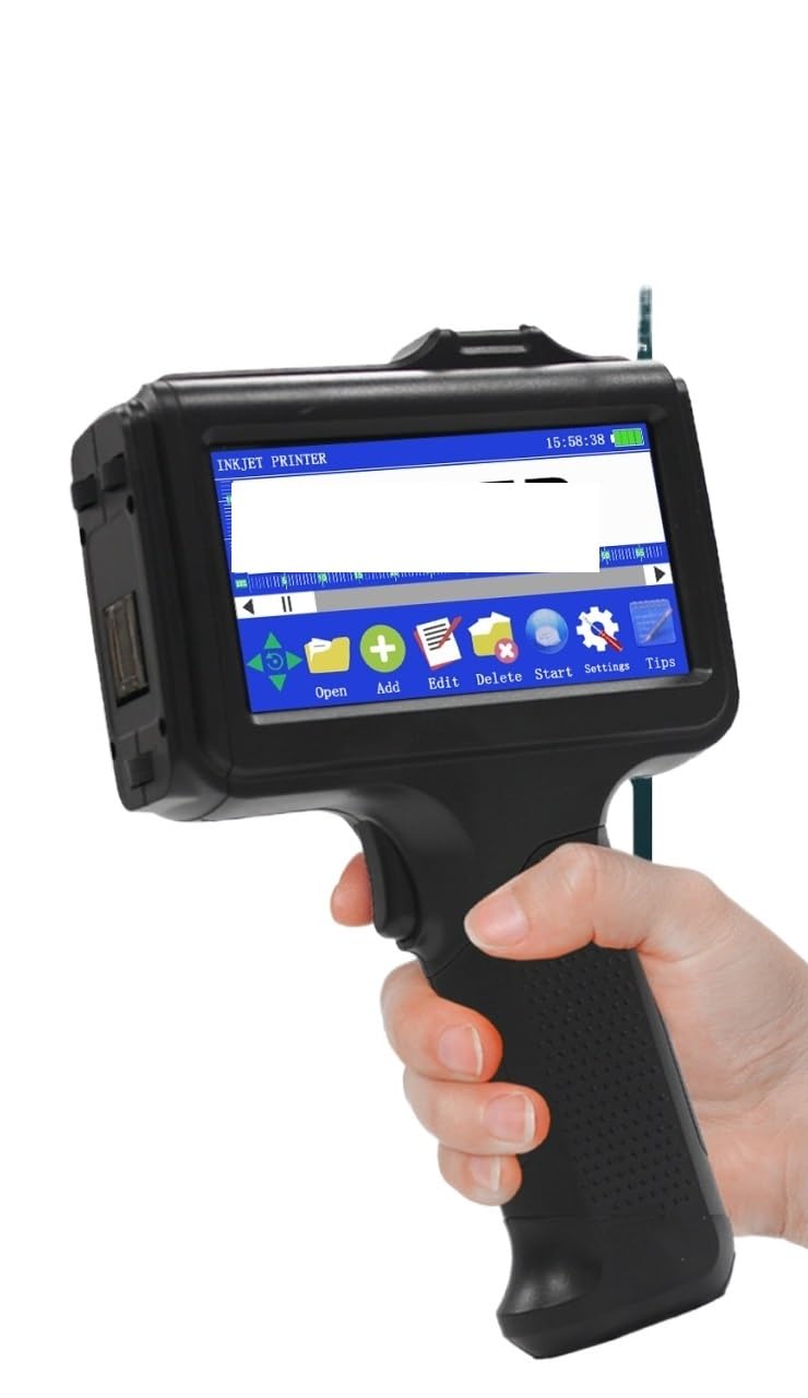 CVFRDD Hot Stamping Machine Kit 12.7mm Black Handheld Inkjet Printer Portable QR Bar Batch Code Date Number Expiry Label(Only Printer)