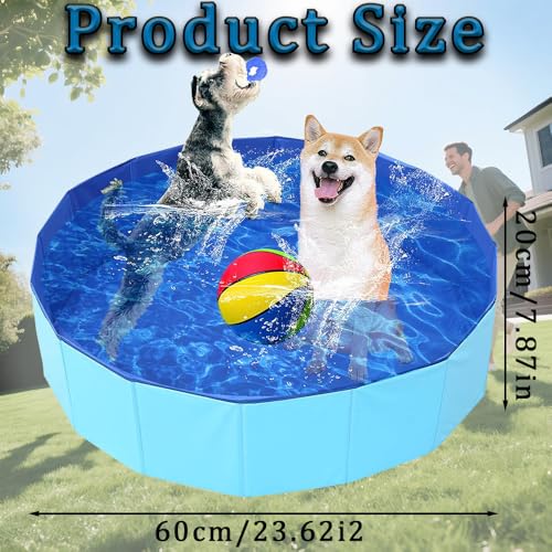 Hundepool,Faltbarer Hundepool,60x20 cm Hundebecken,Kinderpool Faltbar,Rutschfester Boden,Hundepoom Planschbecken mit Ablassventil,PVC Kleines Planschbecken für Welpen und Kinder,Einfach zu verstauen