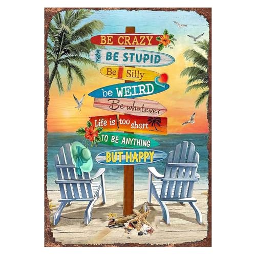 BelleVive Vintage-Poster, Impression sur Toile été Plage Planche de Surf, décoration Amusante pour Le Jardin, Cadeau Surf, Affiche Artistique Murale...