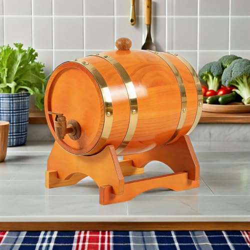 Soporte de madera rústico INOOMP para barril de vino de 5l con base estable 6