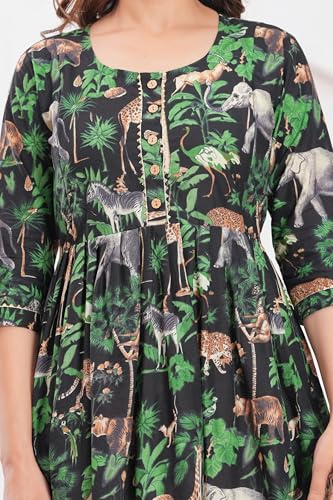Image of Women's Feeding Kurta Cotton | Floral Anarkali Pregnancy Kurta with Nursing Zipper | Pre & Post Partum | Maternity Dresses | Mom to Be Gift