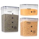 3 Pz Contenitori Ermetici per Alimenti, 800ml 1400ml, 2000ml Contenitore Ermetici per Alimenti in Plastica con Coperchi per farina zucchero riso spaghetti cereali, organizzatori per cucina dispensa