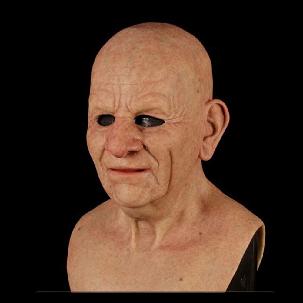 Chilits Scary Full Head Mask Old Man Mask Realistic Latex Old Women Face Mask Full Head Mask Horror Head Mask Face for Halloween Party Cosplay Party Costume Props