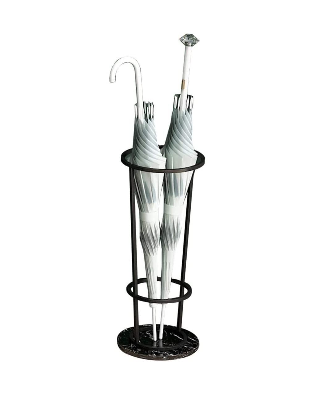 GHHVFEC Metal Umbrella Stand with Marble Base, Freestanding Entryway Holder for Walking Canes, Cane Holder (Color: Black, Size: 3) - Stylish & Durable Solution for Home nization