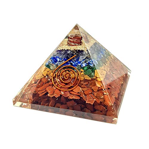 Pirámide Orgonita Piedras Multicolor 7x7cm Chakras con Espiral y Virutas Transforma Energía Negativa a Positiva Feng Shui