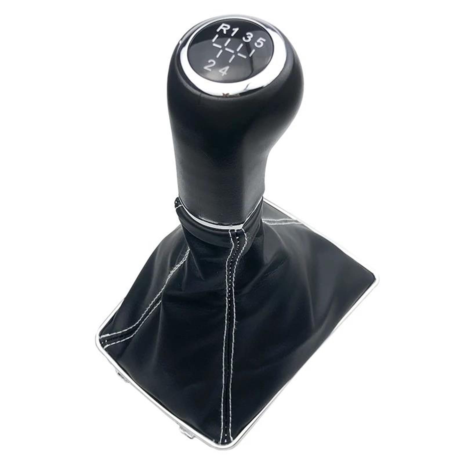 Fhuwaz R12345 Black Car Gear Knob For Vauxhall Astra H 2004 2005 2006 2007 2008 2009 2010 5/6 Speed Gear Shift Knob Lever Stick Gaiter Leather Boot Cover(R12345 Black)